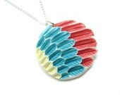 SALE - Porcelain Pendant - Macaw Bird Wing