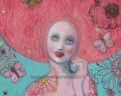 The Pink Halo- Original mixed media painting by Maria Pace-Wynters