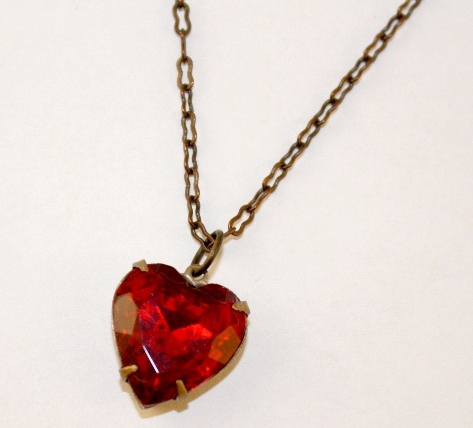  Heart Necklace on Beautiful Red Glass Heart Necklace By Dryan327 On Etsy