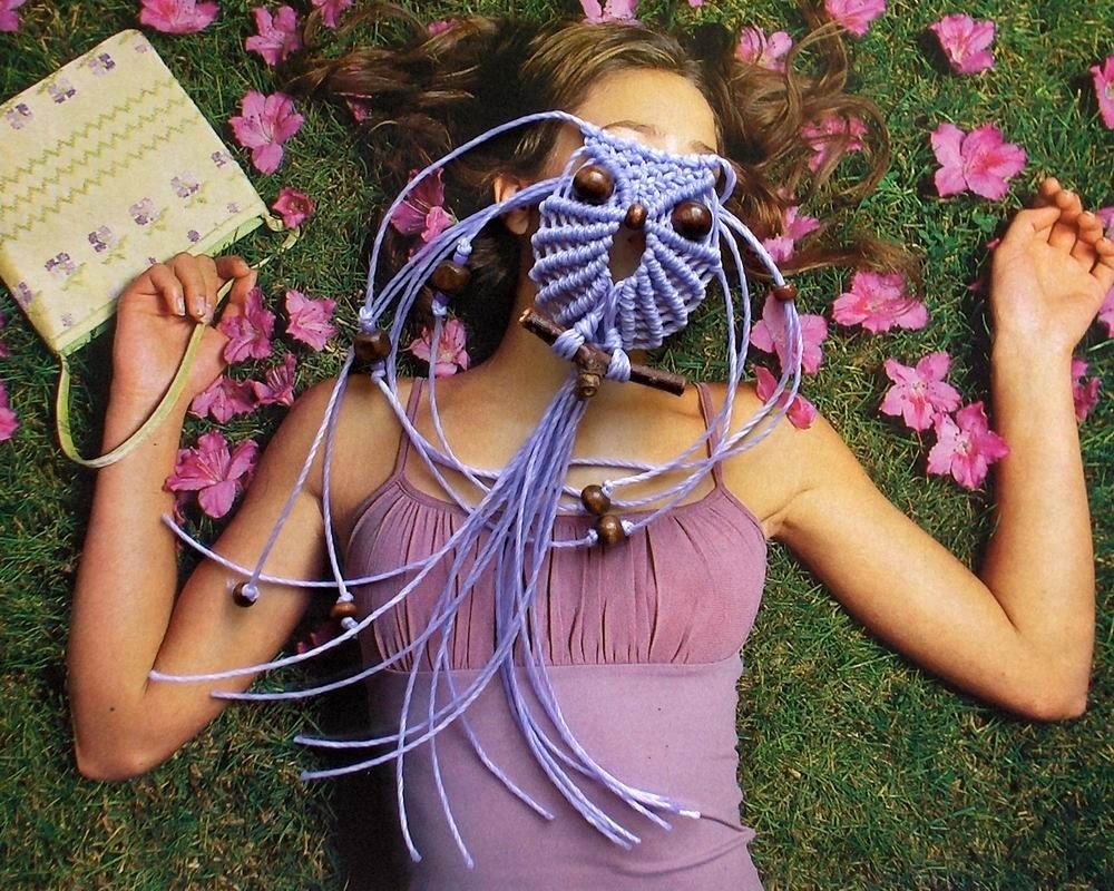 Lavender Macrame Owl Necklace