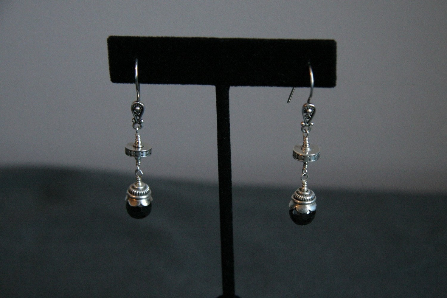 Sterling and Jet Crystal Earrings