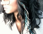 BEST Turquoise Blue 6 Feather Hair Extensions LONG Grizzly Rooster Whiting Feathers - Salon Grade : FREE micro link clamp