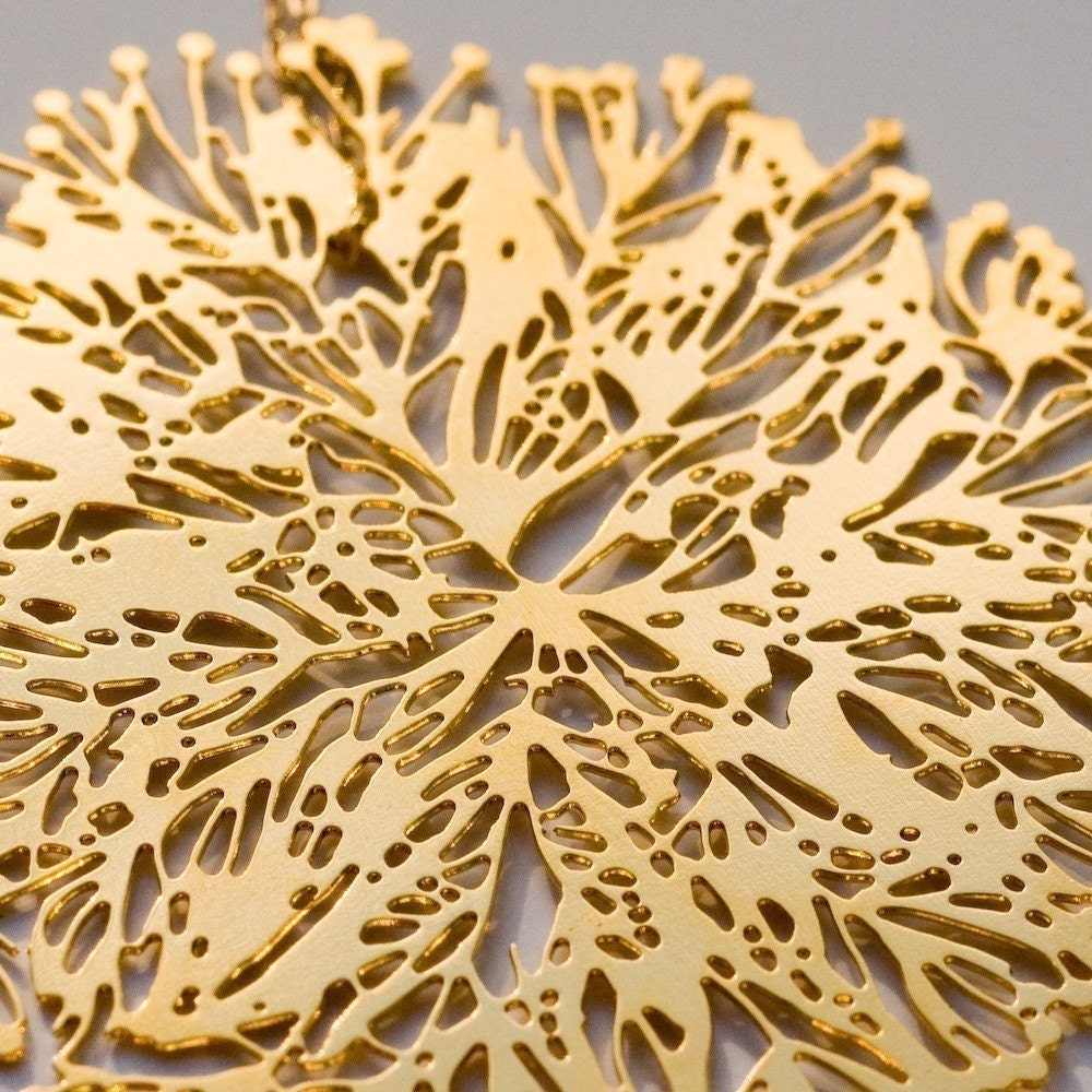 gold Large Algal Bloom - 24kt gold plated stainless steel pendant
