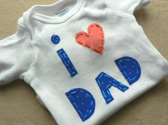 Fathers Day I love Dad Applique Onesie or Shirt Custom Size and Colors