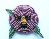 Beaded Handmade Pansy Flower Brooch
