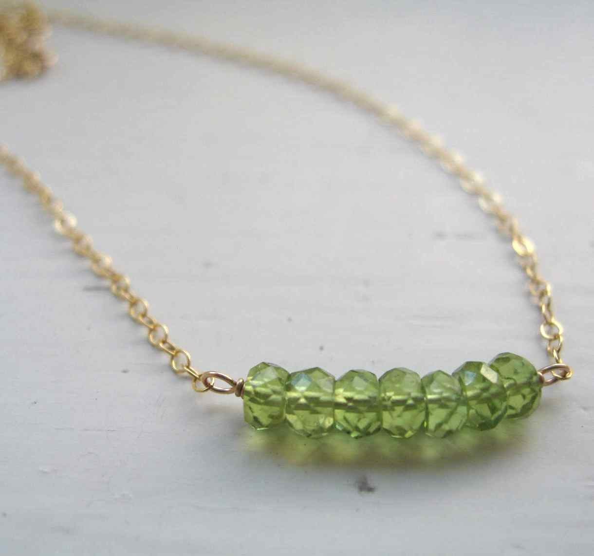Seven Peridot - gold filled necklace (on sale from 29)