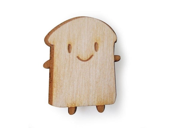 Wooden Bread Slice - Kawaii Brooch
