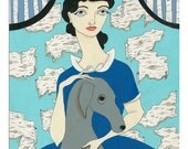 The Year Before 8x10 vintage inspired birch wallpaper with greyhound print by Amanda Atkins