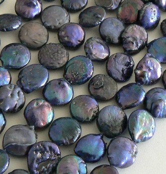 16inch Strand 11-12mm Natural Freshwater Pearl Beads Round Dye Purple Coin b2209