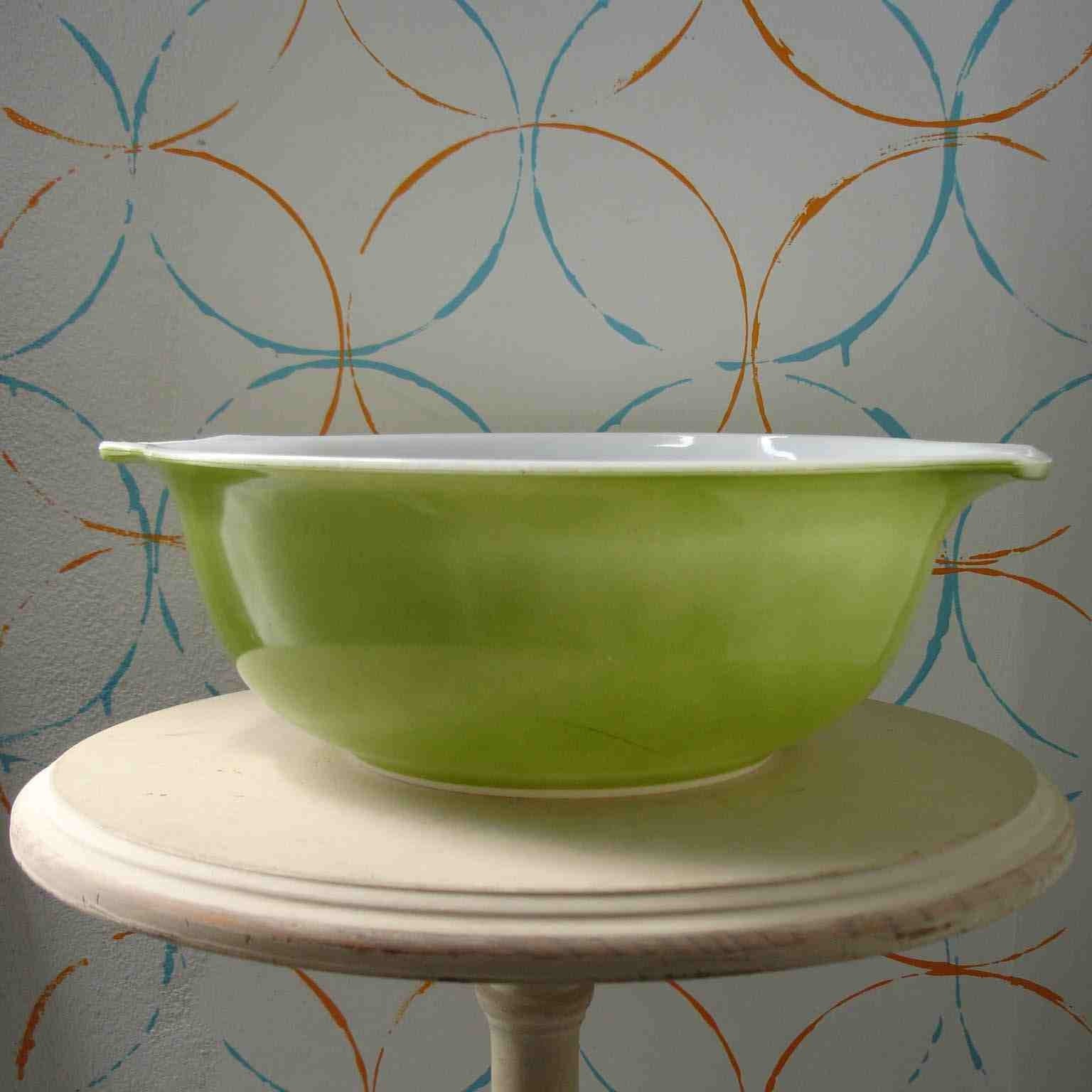 Glasbake Mixing Bowl Avocado Green