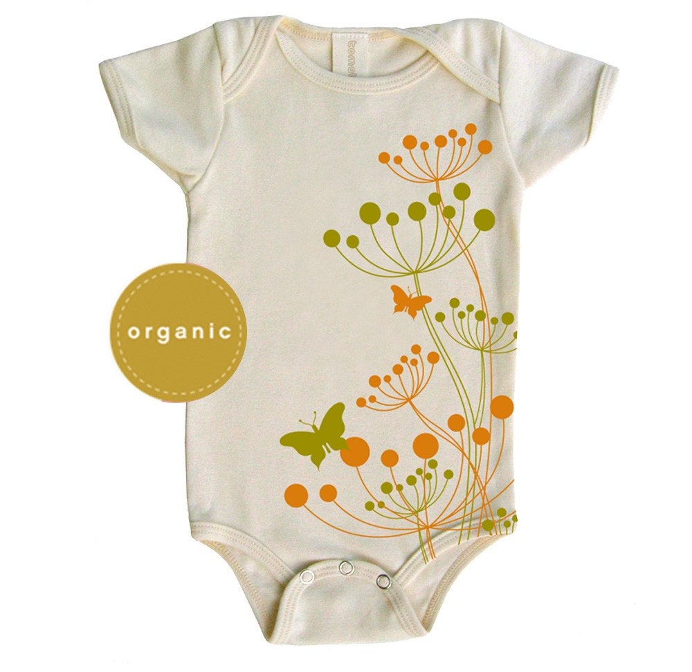 Butterflies Organic Baby Onesie Natural