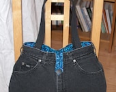 No. 385 - Black Denim Upcycled Mini-Tote