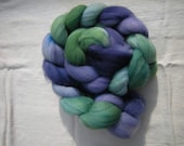 Hand Dyed Purple and Green Superwash Wool Top - 4 3/8oz.