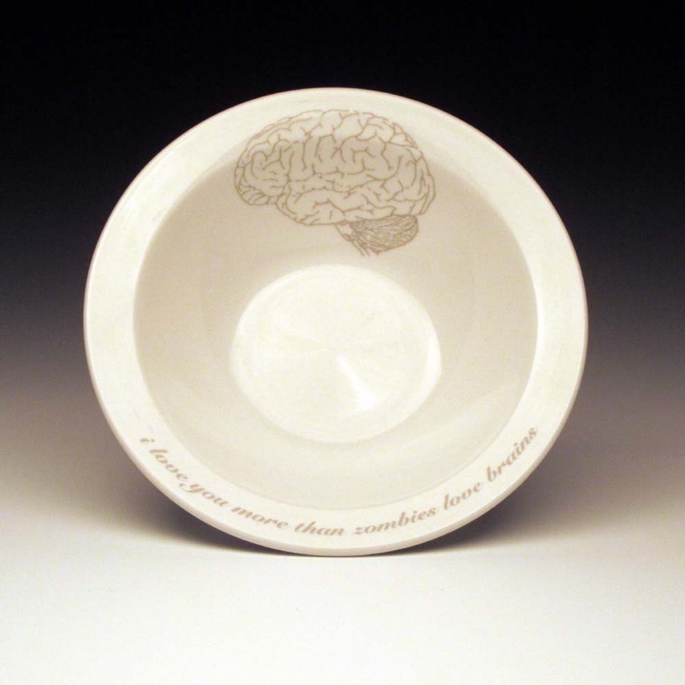 zombies love brains cereal Bowl in Ghostie Grey