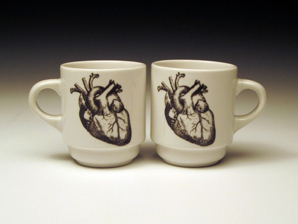 set of 2 anatomical heart ESPRESSO cups