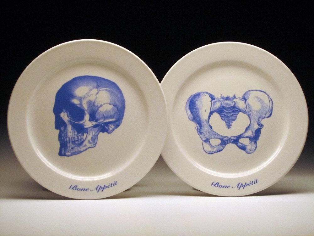 BONE APPETIT 9 inch dinner plates in BLUE