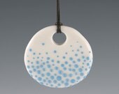 Necklace - Porcelain Pebble Pendant in Blue