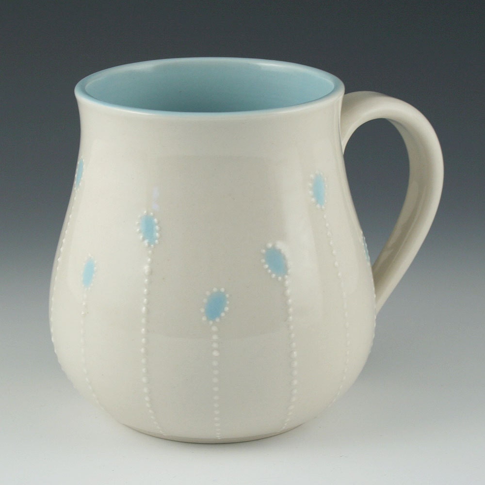Porcelain Mug with Light Blue Accents
