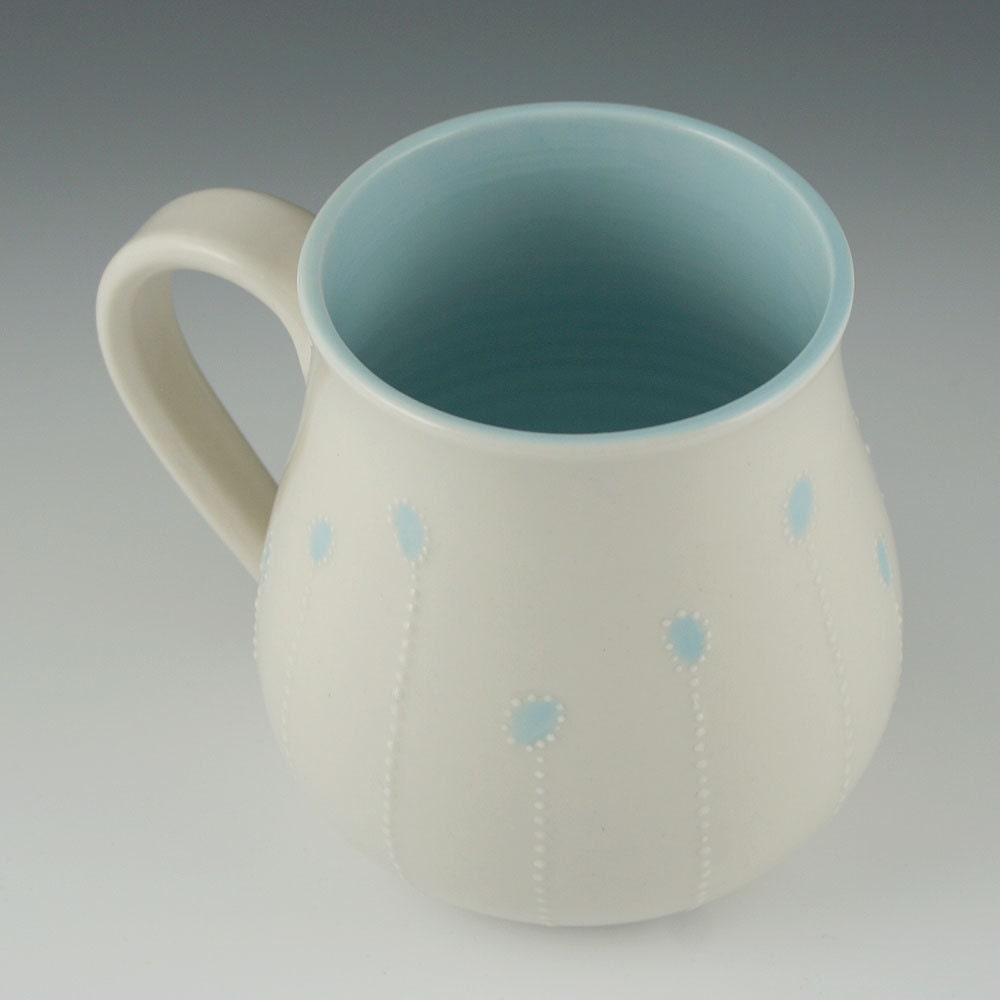 Porcelain Mug with Light Blue Accents