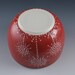 Latte Bowl in Red with Blooms