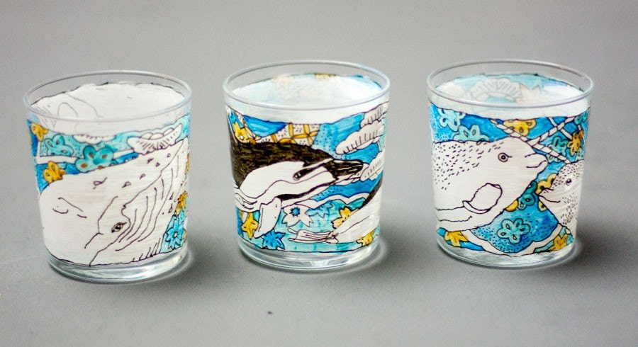 Low ball glass - Whales