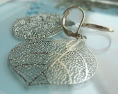 Dangle Earrings, Silver Leaves, Lace Earrings - SILVER LEAF
