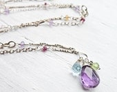 Amethyst Blue Topaz Peridot Charm Necklace