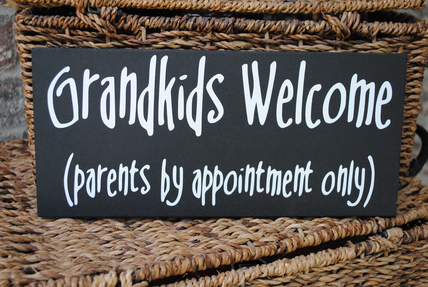 Grandkids welcome Parents by appointment... Wood Sign Wall Hanging