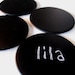 blackboard magnetic coasters set of four. stylish and practical. store them on your fridge.