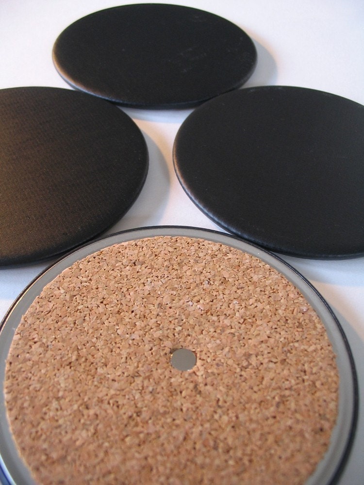 blackboard magnetic coasters set of four. stylish and practical. store them on your fridge.