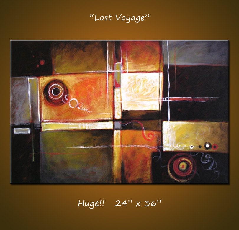 Amy Giacomelli Abstract Painting Original Large Modern Art... 24" x 36" ... black brown orange white ... Lost Voyage