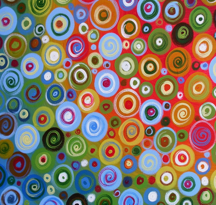 Original Large Abstract Painting Modern Contemporary .. red yellow blue green ...24 x 54 .. Journey to the Stars