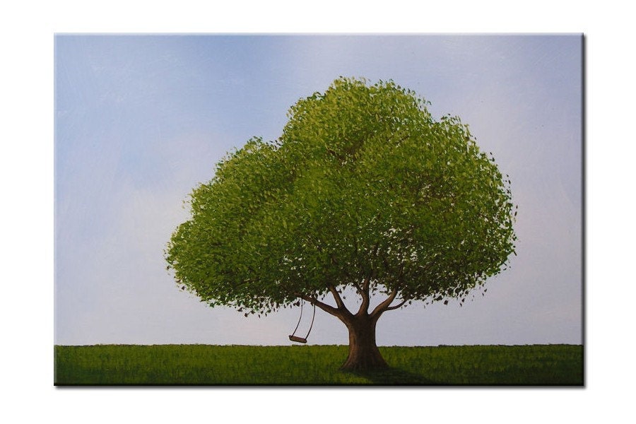 Original Landscape Trees Summer Modern Painting... "Last Summer" by Amy Giacomelli