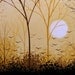 Painting Large Abstract Original Modern Contemporary Landscape Trees Sun .. white yellow brown gold black ...28 x 66 .. Valley of the Sun
