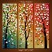 Original Large Abstract Painting Modern Contemporary Flowers Trees Impasto ... 30 x 30 .. Three Friends