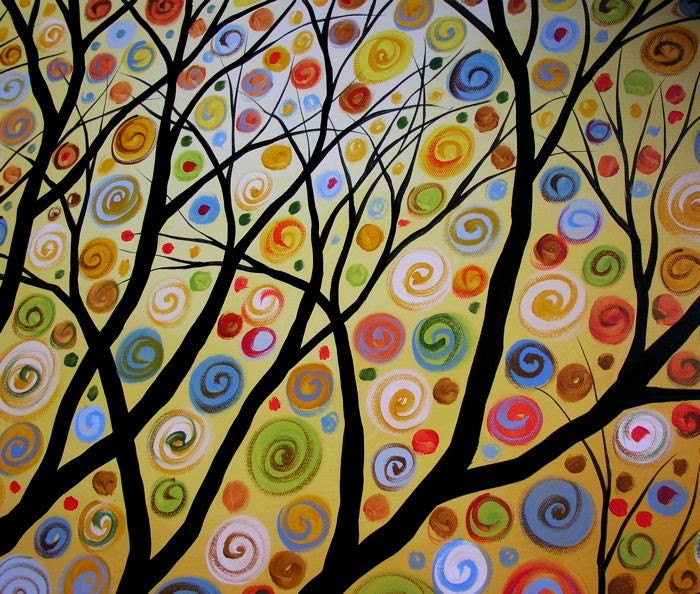 Original Large Abstract Painting Modern Contemporary Landscape... 24" x 36" ... Light Up the Night