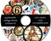 Digital Collage Sheet Image CD Volume 6 -- 1601 Circles on 49 Collage Sheets by Piddix -- with two free bonus sheets