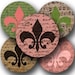 New -- Vintage Fleur de Lis in 2.5 inch circles for pocket mirrors and more -- piddix digital collage sheet no. 688