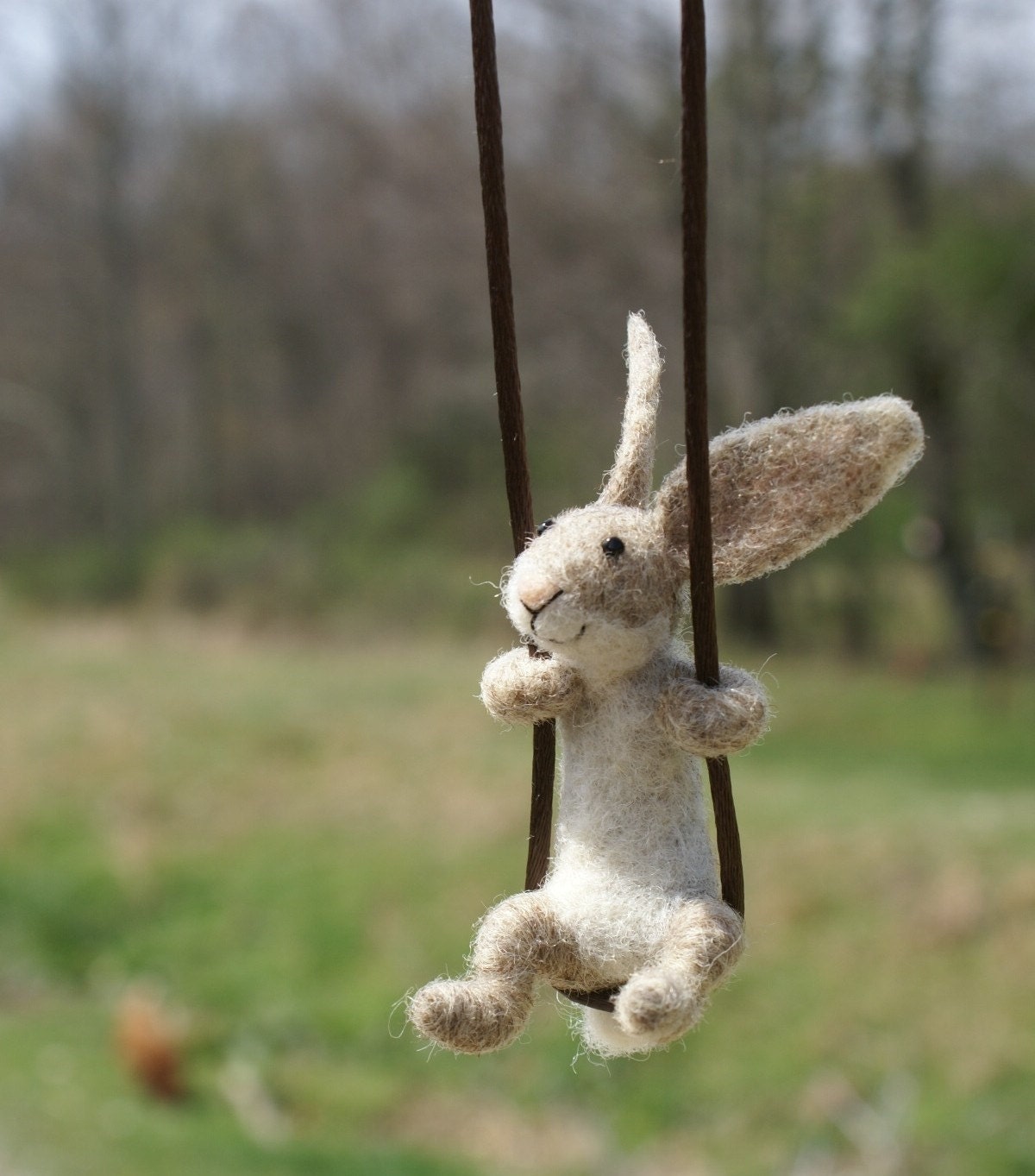 Tiny Rabbit Necklace - needle felted