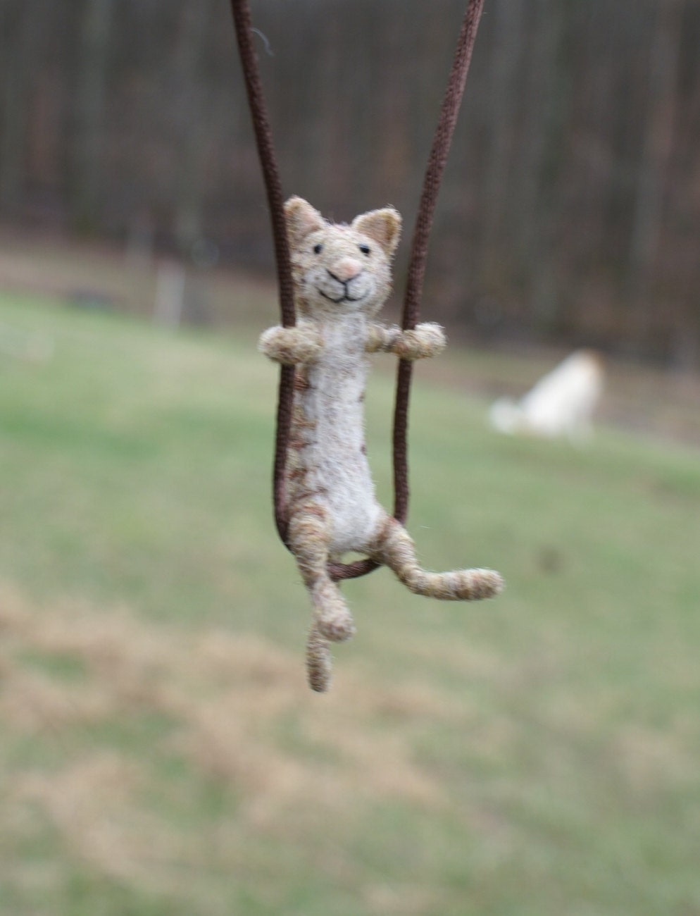 Tiny Cat Necklace - needle felted