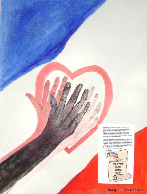 The Pledge of Alligance 18 x 24 print of original oil painting on High Quality Gloss Poster Paper