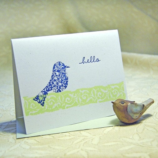 Baroque Birdie Letterpress Notes