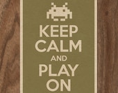 Keep Calm and Play On 16x12 Retro Vintage Poster