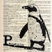 Penguin - Print on Vintage Dictionary Page
