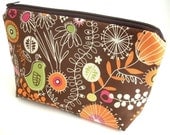 Retro Cosmetic Padded Bag Large Flat bottom zipper pouch Camera Case ECO Friendly Padded  - Retro Thyme in Brown