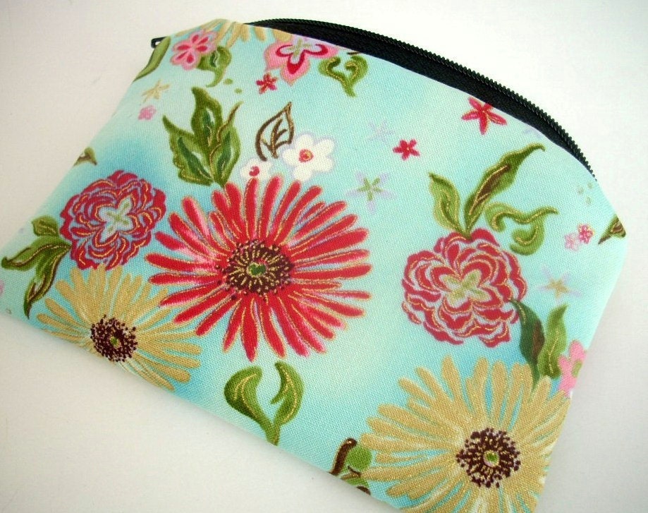 Zipper Pouch ECO FRIENDLY Little coin purse Padded Ipod or  any Gadget Case - Formosa Blue