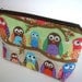 Owls in Line Large Flat bottom zipper pouch Gadget Case Cosmetic Bag ECO Friendly Padded