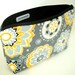 Cosmetic Bag Large ECO Friendly Padded Flat bottom Zipper Pouch -Yellow Dazzle Blooms