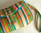 SALE Rainbow stripes clutch wristlet