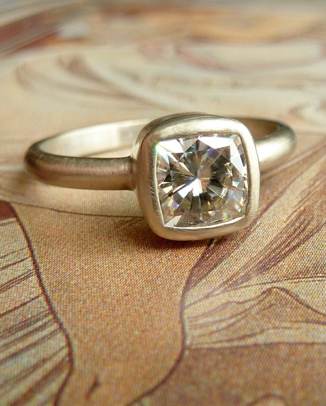 Cushion Cut Moissanite Engagement Ring